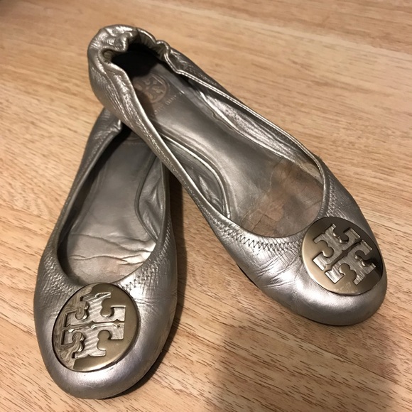 tory burch minnie travel ballet flat silver